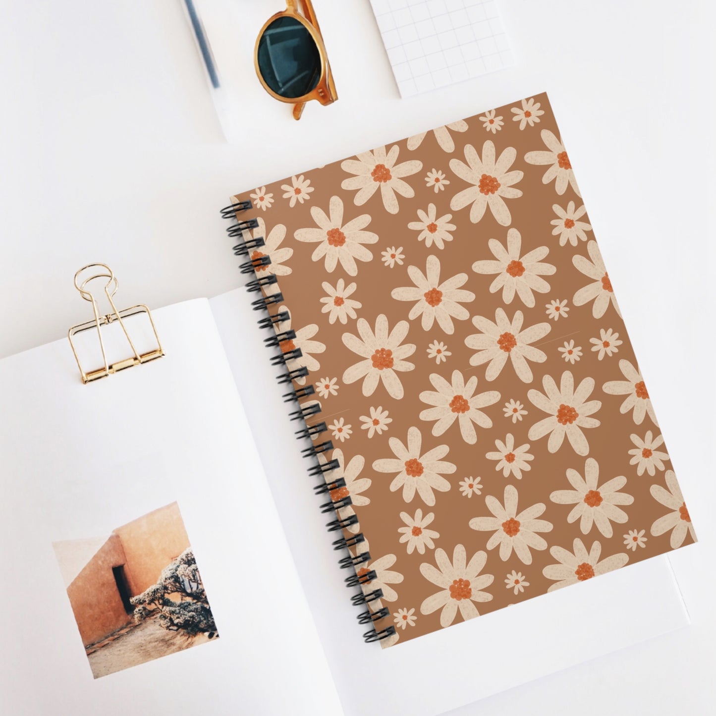 Retro Daisy Spiral Notebook - Ruled Line